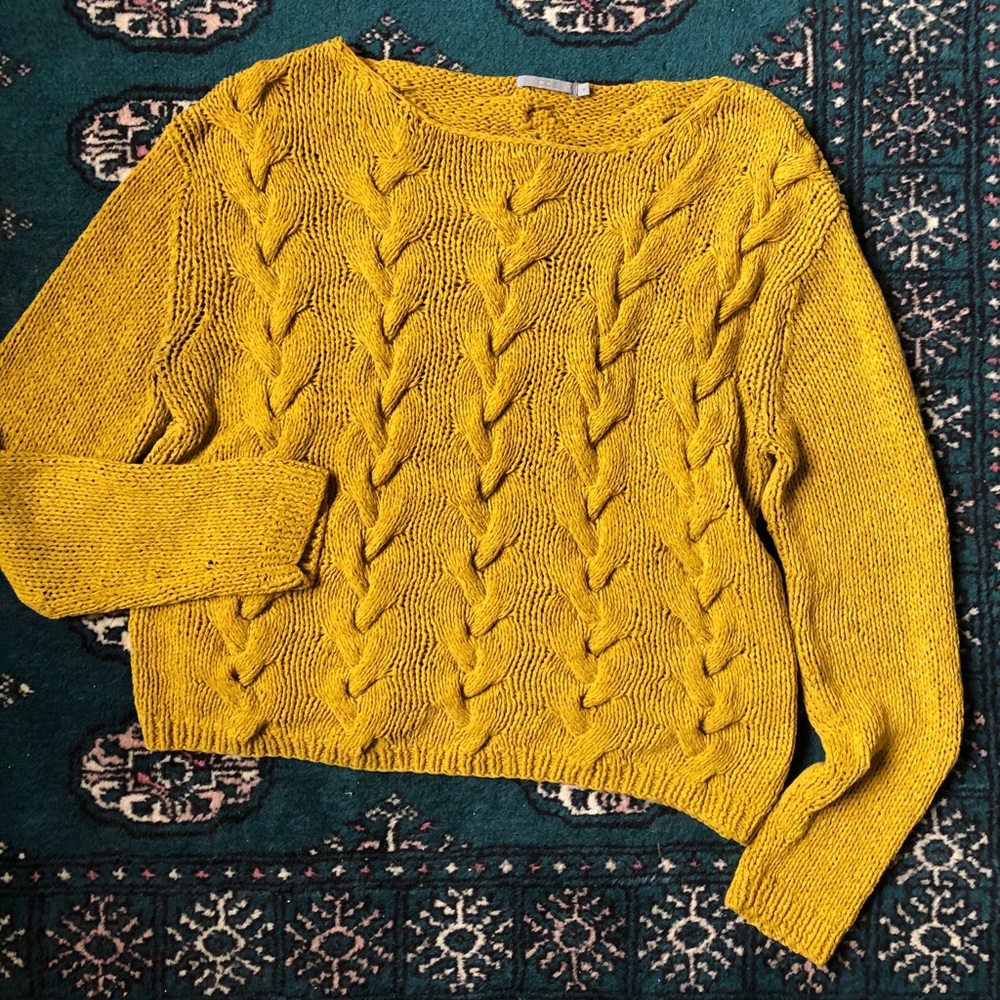 COS mustard knit cropped sweater // SZ S